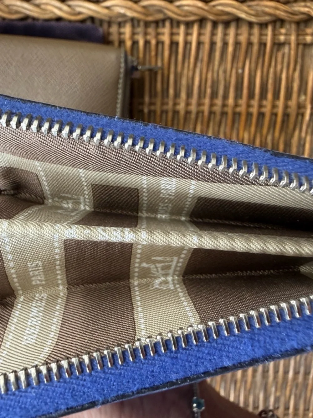 HERMES Blue Leather Zip Wallet Clutch - Picture 4 of 13